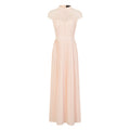 Nude - Front - Little Mistress Womens-Ladies Lace Pleated Maxi Dress