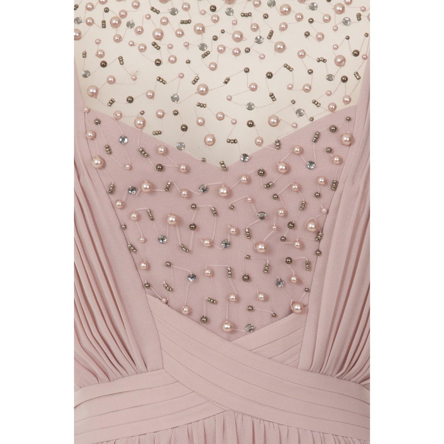 Mink - Side - Little Mistress Womens-Ladies Mink Pearl Yoke Maxi Dress