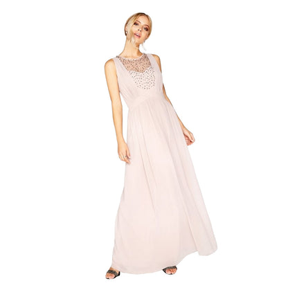 Mink - Lifestyle - Little Mistress Womens-Ladies Mink Pearl Yoke Maxi Dress
