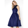 Navy - Lifestyle - Little Mistress Womens-Ladies Navy Grid Mesh Midi Dress