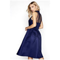 Navy - Pack Shot - Little Mistress Womens-Ladies Navy Grid Mesh Midi Dress