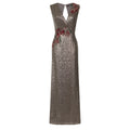 Mocha - Front - Little Mistress Womens-Ladies Mocha Sequin Maxi Dress