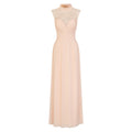 Nude - Front - Little Mistress Womens-Ladies Lace Yoke Maxi Dress