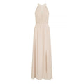 Nude - Front - Little Mistress Womens-Ladies Halterneck Eyelash Lace Maxi Dress