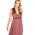 Burnt Ochre - Pack Shot - Little Mistress Womens-Ladies Sateen Lace Maxi Dress