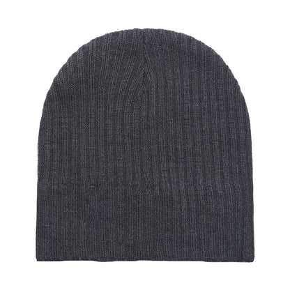 Mid Grey Marl - Back - Lyle & Scott Mens Ribbed Knitted Beanie