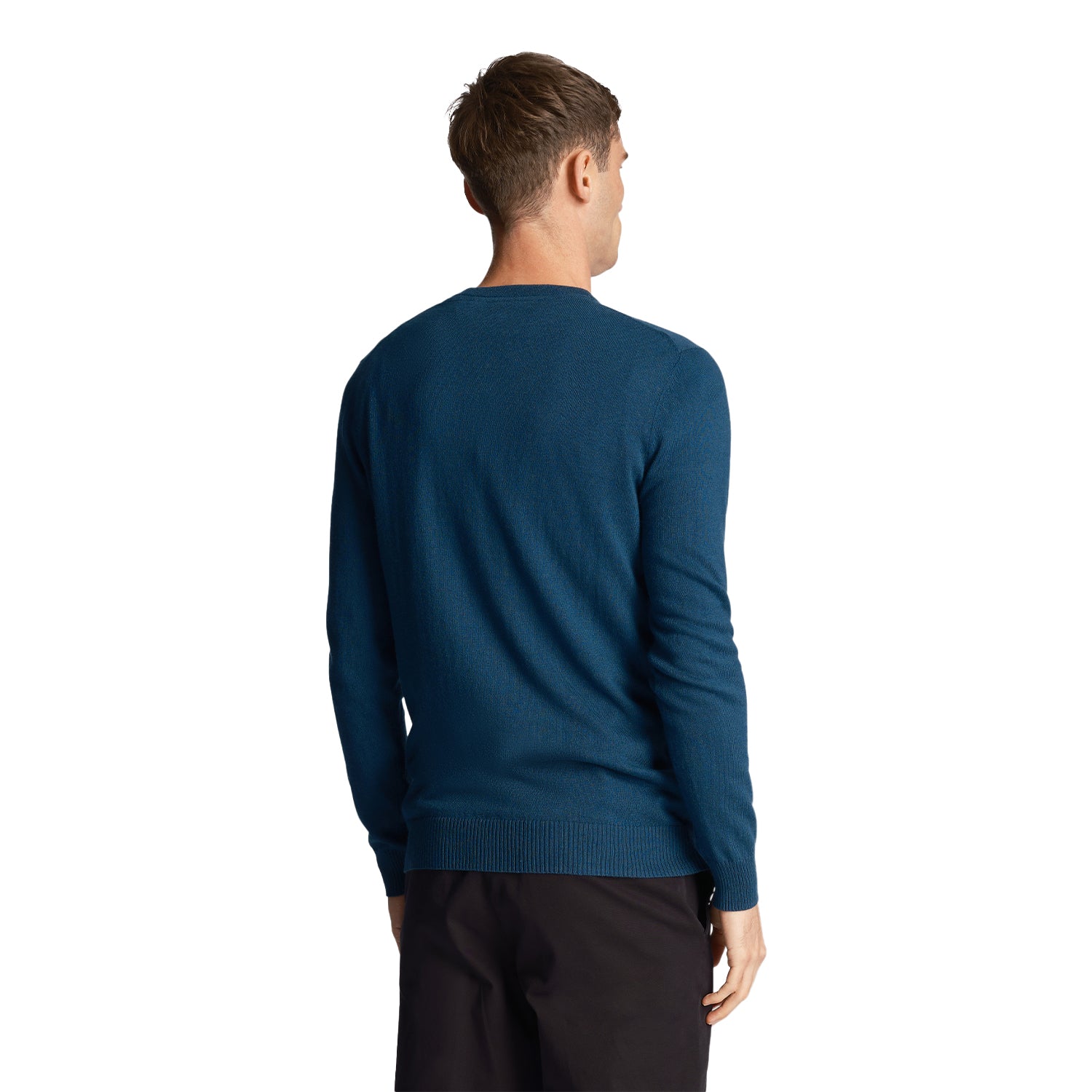 Apres Navy - Back - Lyle & Scott Mens Cotton Merino Crew Neck Jumper