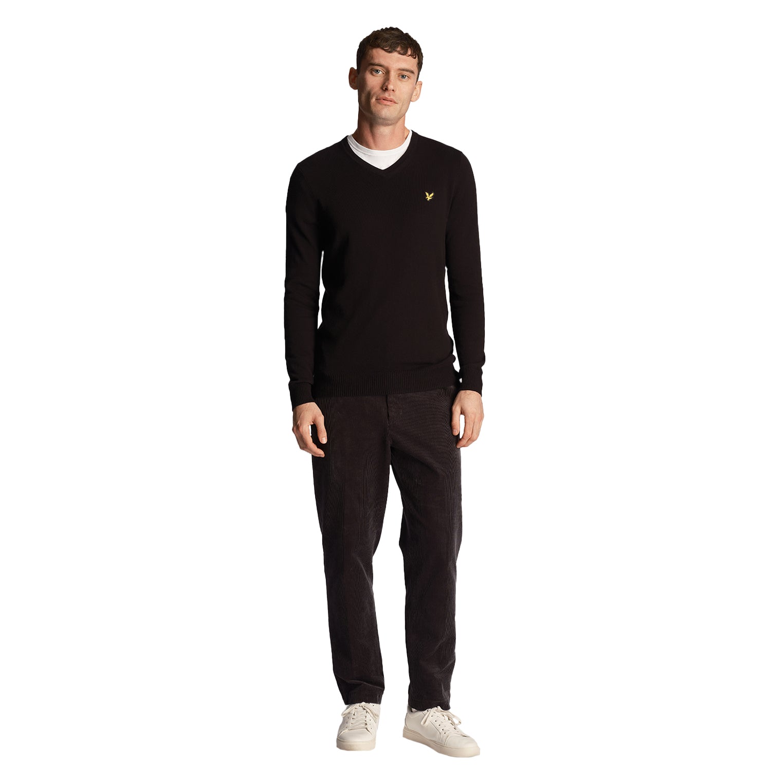 Jet Black - Lifestyle - Lyle & Scott Mens Cotton Merino V Neck Jumper