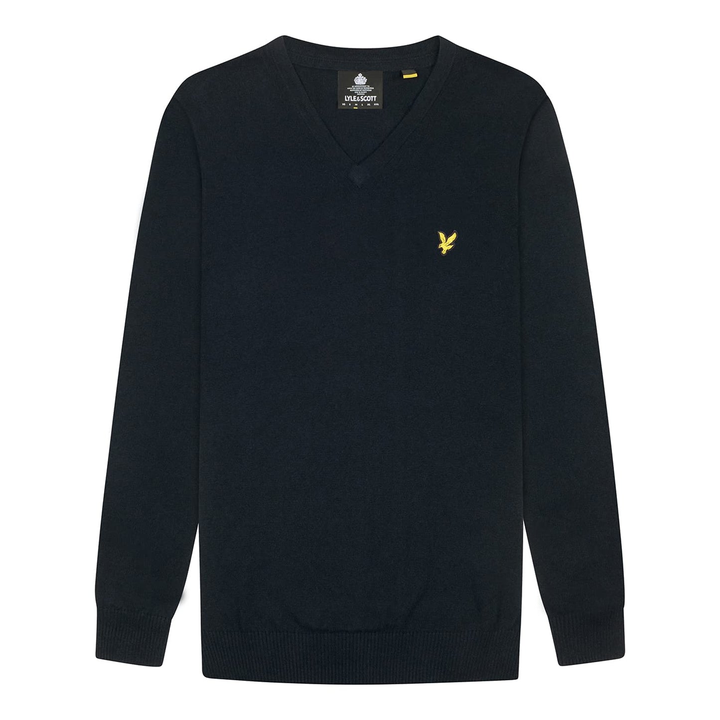 Dark Navy - Front - Lyle & Scott Mens Cotton Merino V Neck Jumper