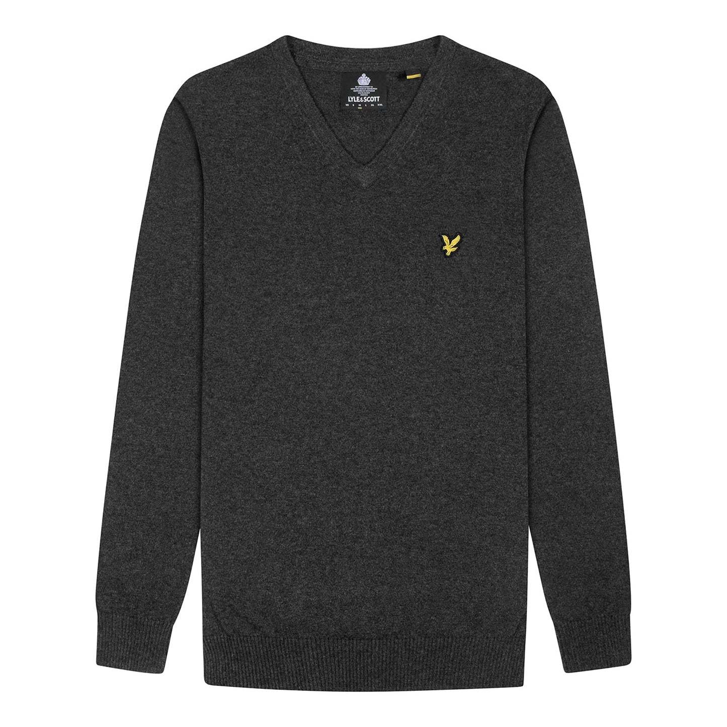 Charcoal Marl - Front - Lyle & Scott Mens Cotton Merino V Neck Jumper