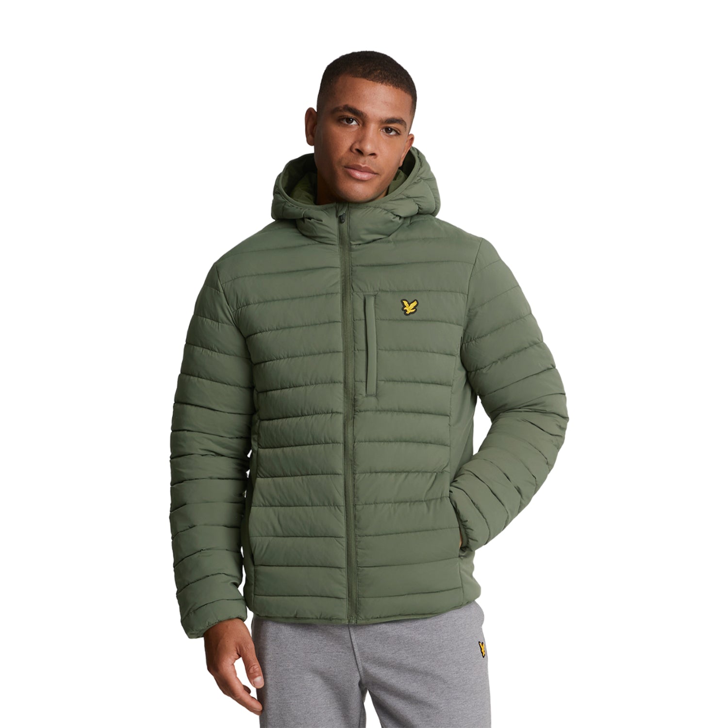 Cactus Green - Side - Lyle & Scott Mens Stretch Quilted Jacket
