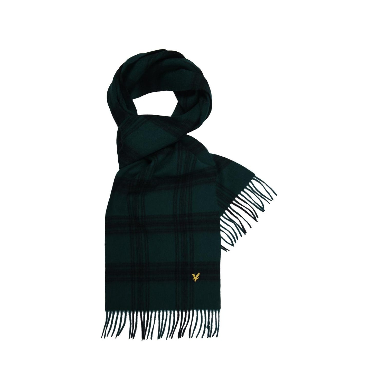 Argyle Teal-Jet Black - Front - Lyle & Scott Checked Lambswool Scarf