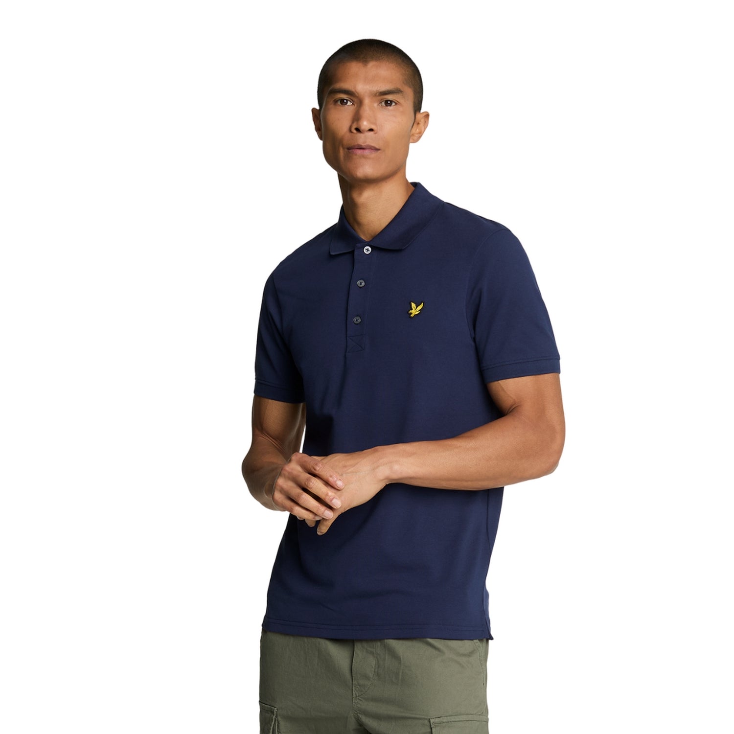 Navy - Side - Lyle & Scott Mens Plain Polo Shirt