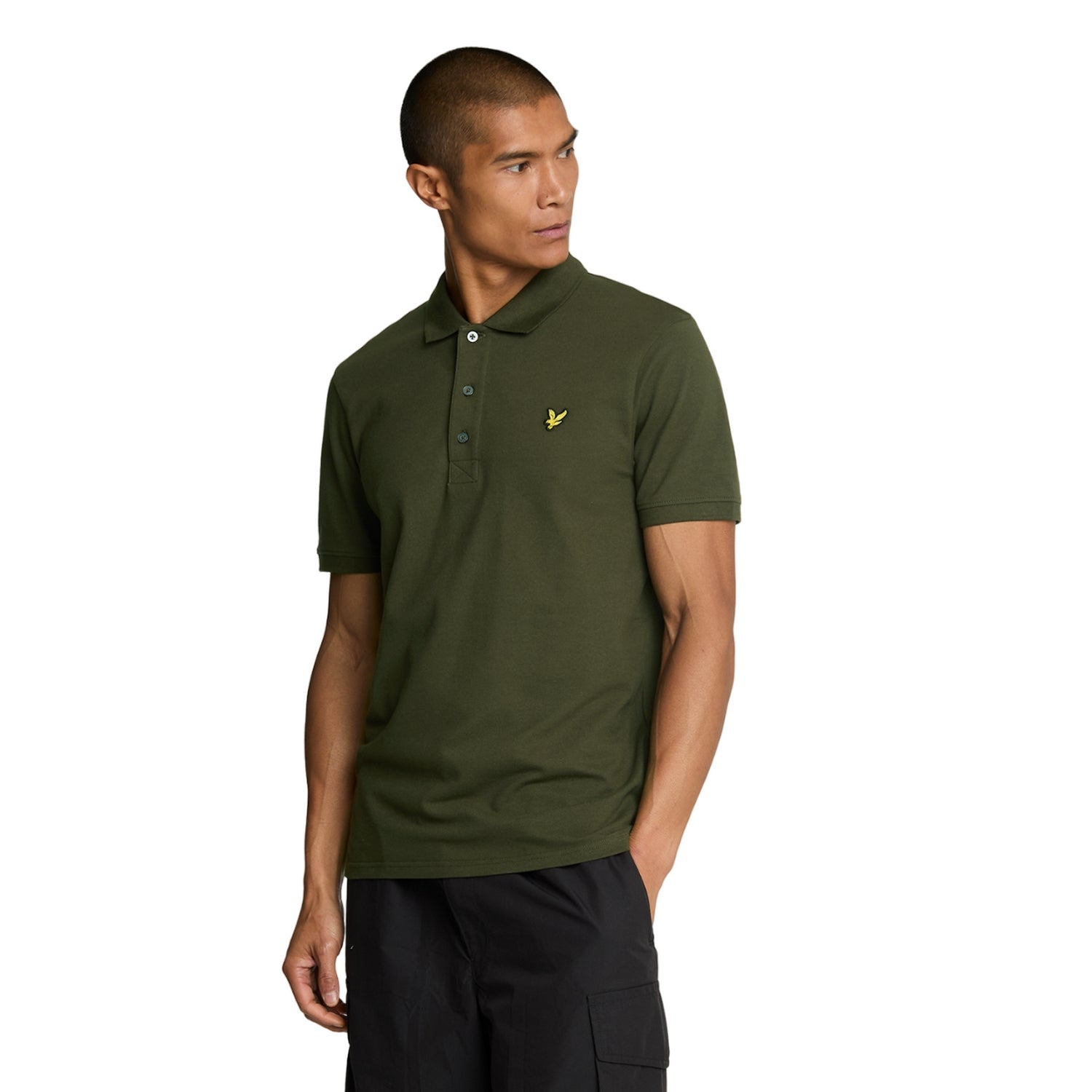 Olive - Side - Lyle & Scott Mens Plain Polo Shirt