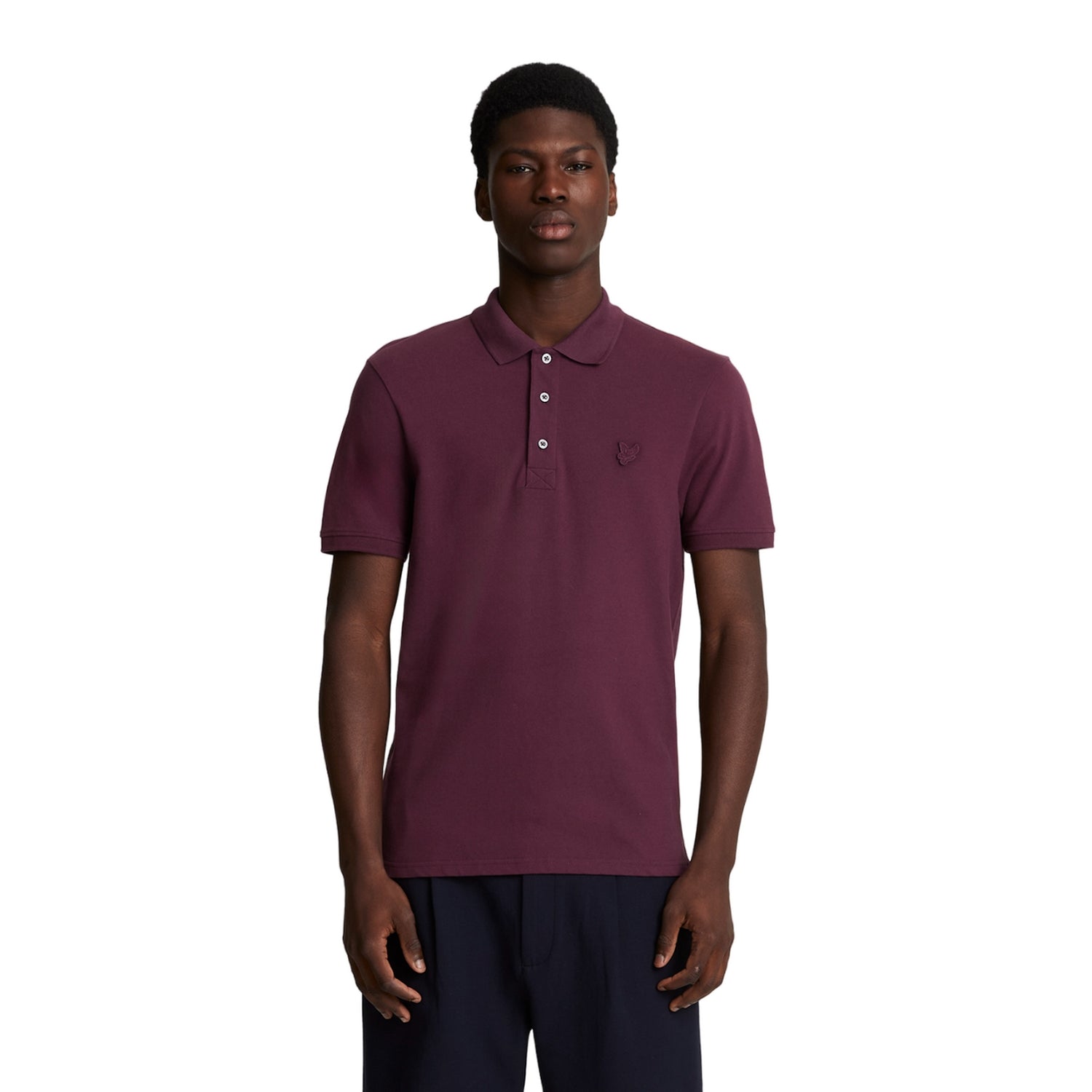 Burgundy - Side - Lyle & Scott Mens Plain Polo Shirt