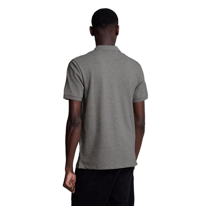 Mid Grey Marl - Back - Lyle & Scott Mens Plain Polo Shirt