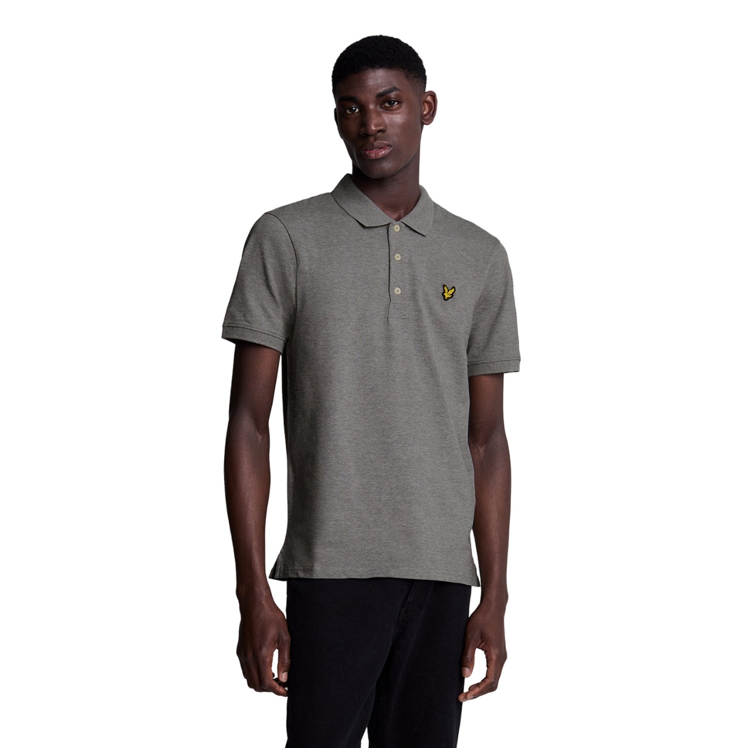Mid Grey Marl - Side - Lyle & Scott Mens Plain Polo Shirt