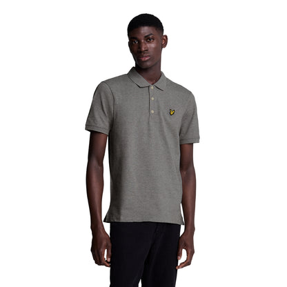 Mid Grey Marl - Side - Lyle & Scott Mens Plain Polo Shirt