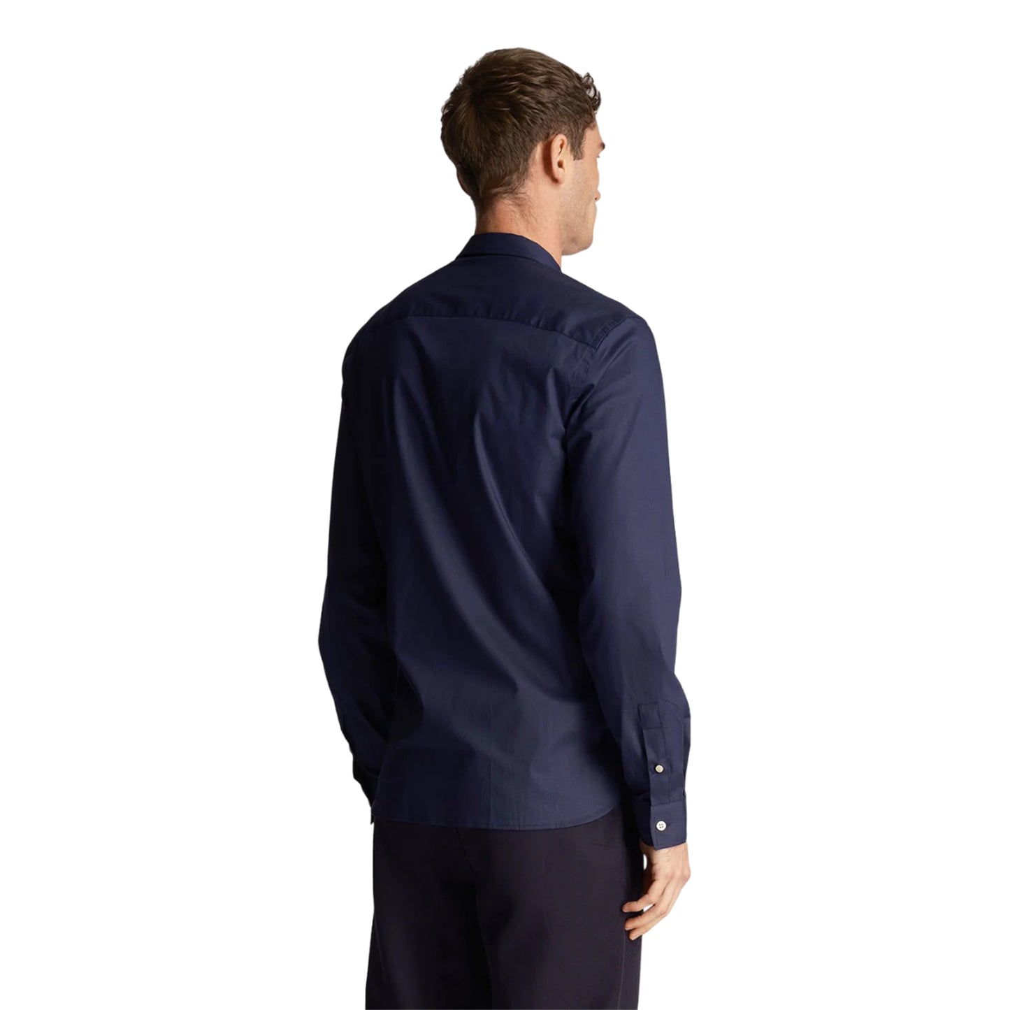 Navy - Back - Lyle & Scott Mens Poplin Slim Long-Sleeved Shirt