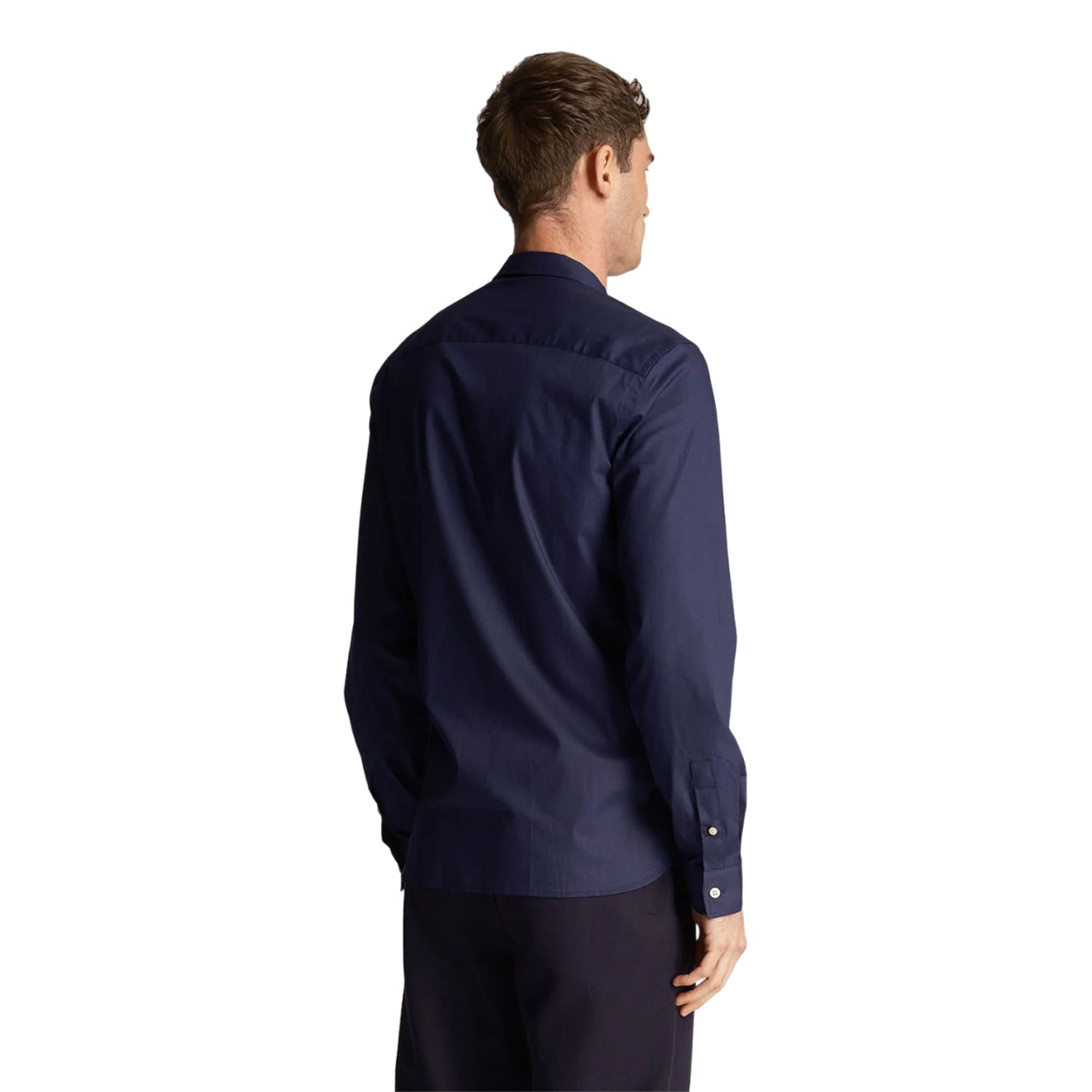 Navy - Back - Lyle & Scott Mens Poplin Slim Long-Sleeved Shirt