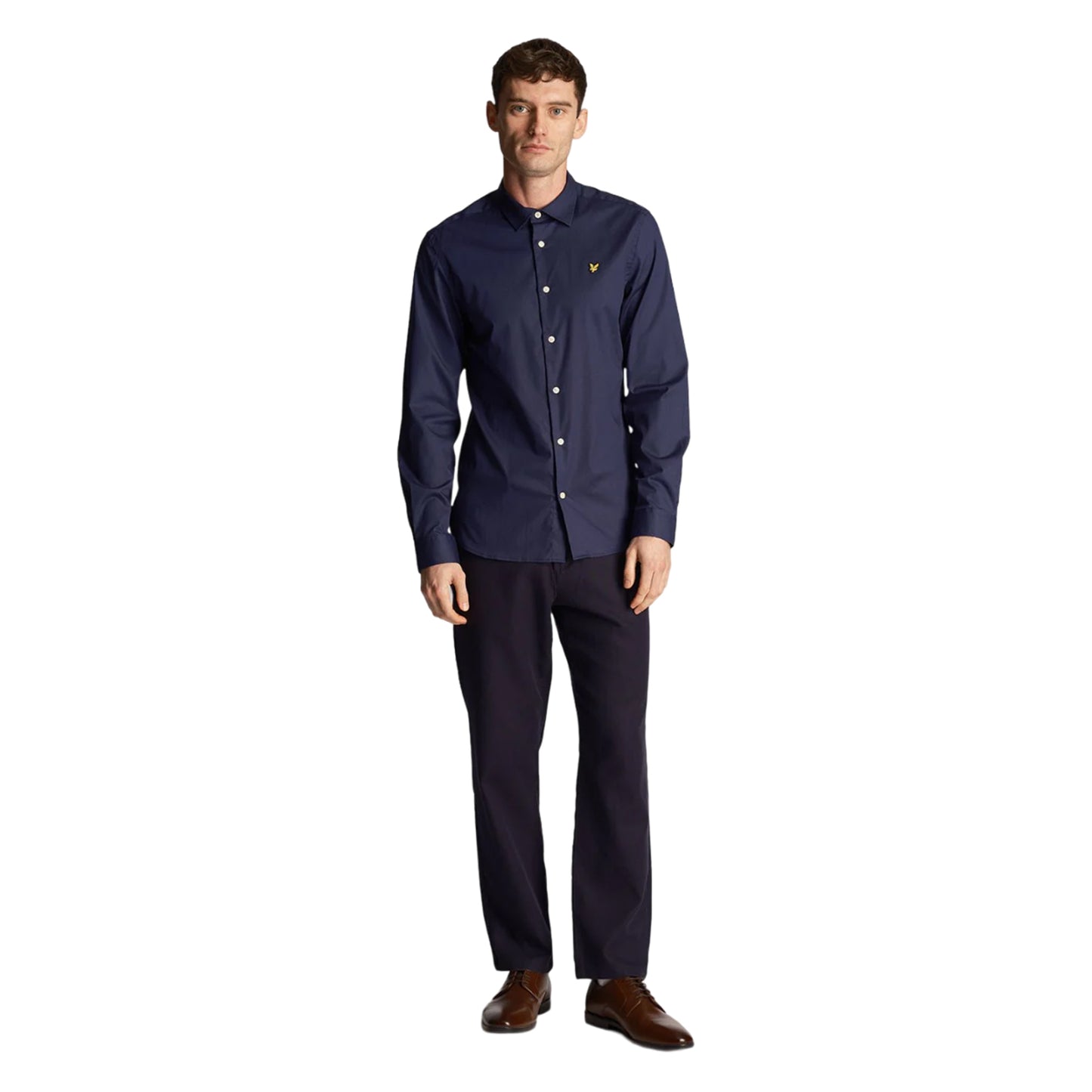 Navy - Lifestyle - Lyle & Scott Mens Poplin Slim Long-Sleeved Shirt