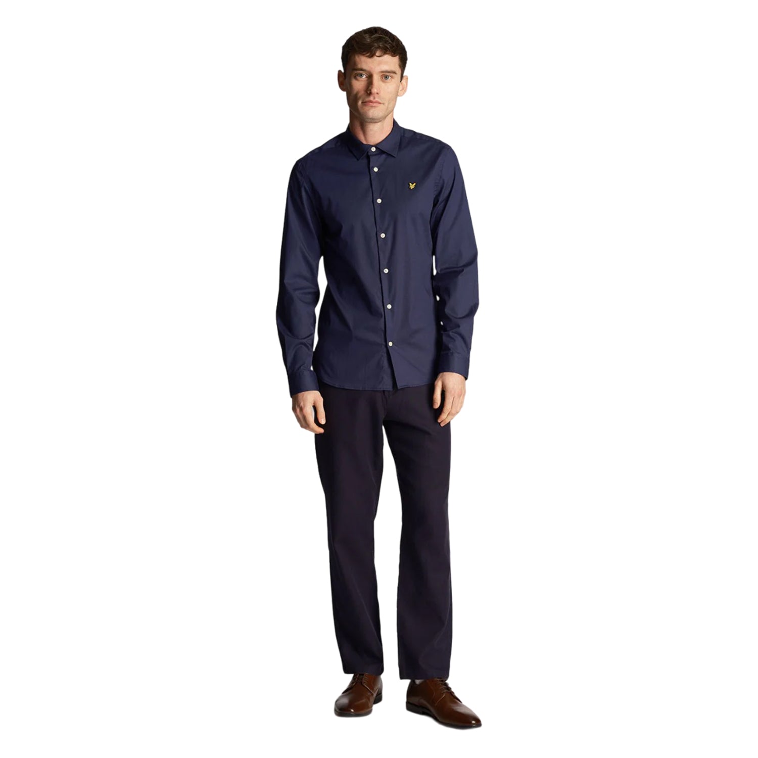 Navy - Lifestyle - Lyle & Scott Mens Poplin Slim Long-Sleeved Shirt