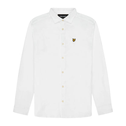 White - Front - Lyle & Scott Mens Poplin Slim Long-Sleeved Shirt