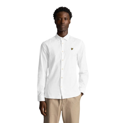 White - Side - Lyle & Scott Mens Poplin Slim Long-Sleeved Shirt