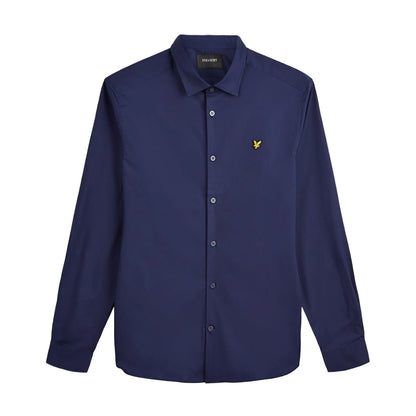 Navy - Front - Lyle & Scott Mens Poplin Slim Long-Sleeved Shirt
