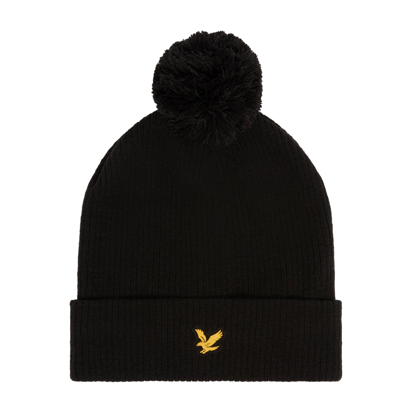 Jet Black - Front - Lyle & Scott Mens Plain Bobble Golf Beanie