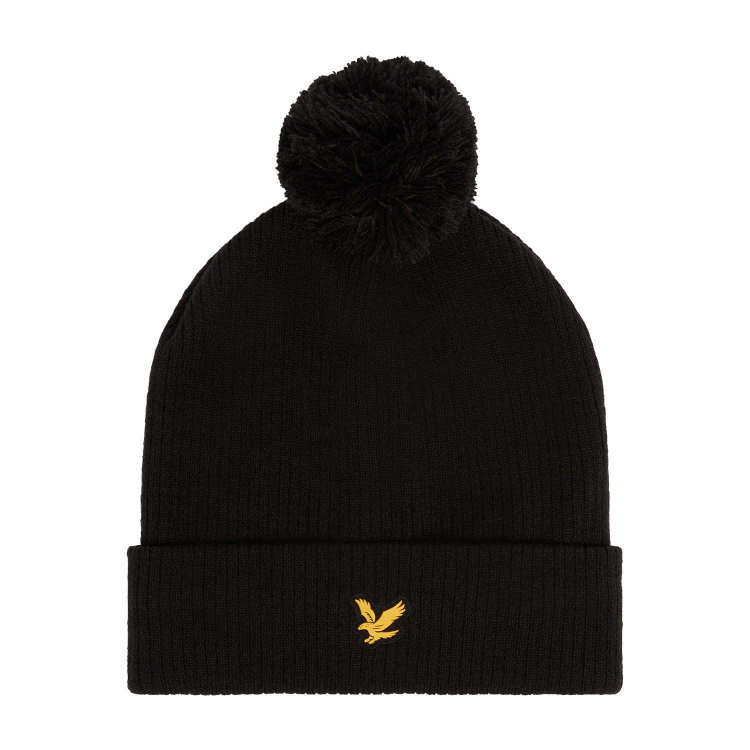 Jet Black - Front - Lyle & Scott Mens Plain Bobble Golf Beanie