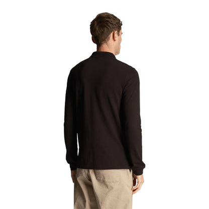 Jet Black - Back - Lyle & Scott Mens Long-Sleeved Polo Shirt