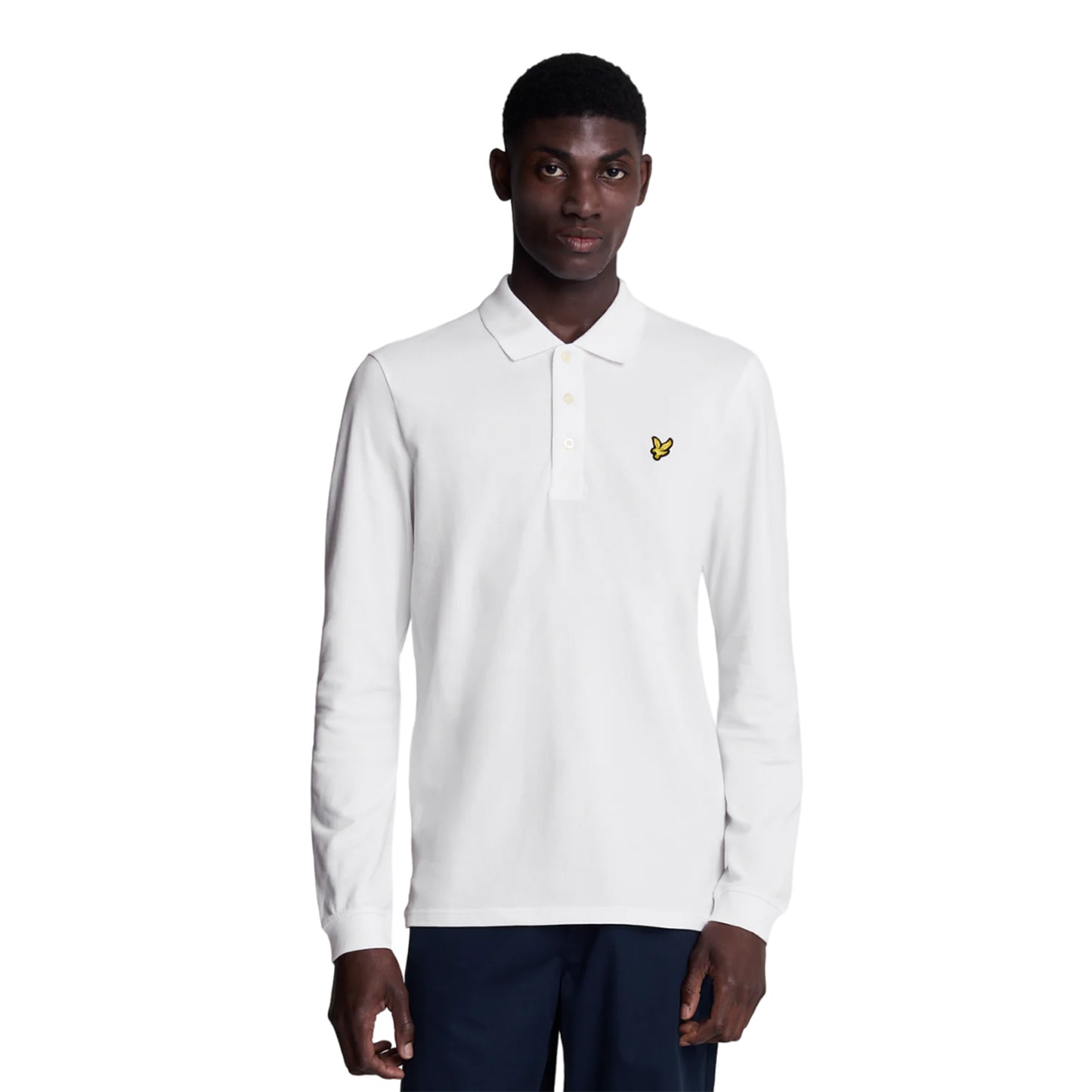 White - Side - Lyle & Scott Mens Long-Sleeved Polo Shirt