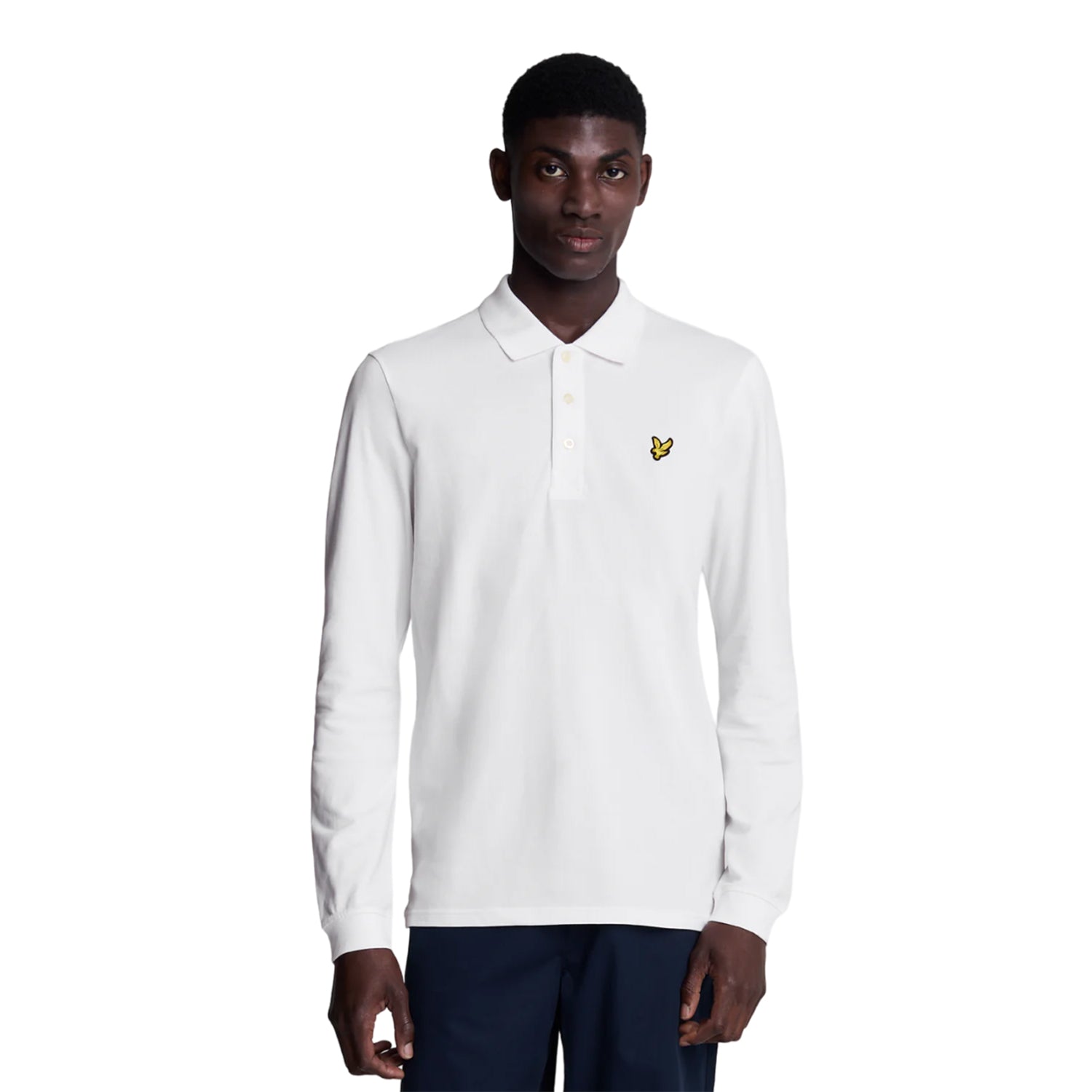 White - Side - Lyle & Scott Mens Long-Sleeved Polo Shirt