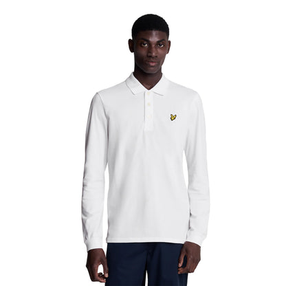White - Side - Lyle & Scott Mens Long-Sleeved Polo Shirt