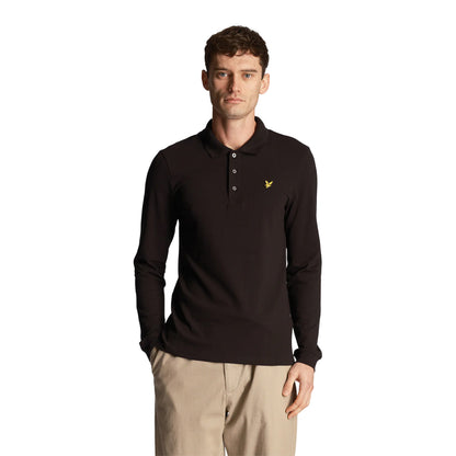 Jet Black - Side - Lyle & Scott Mens Long-Sleeved Polo Shirt