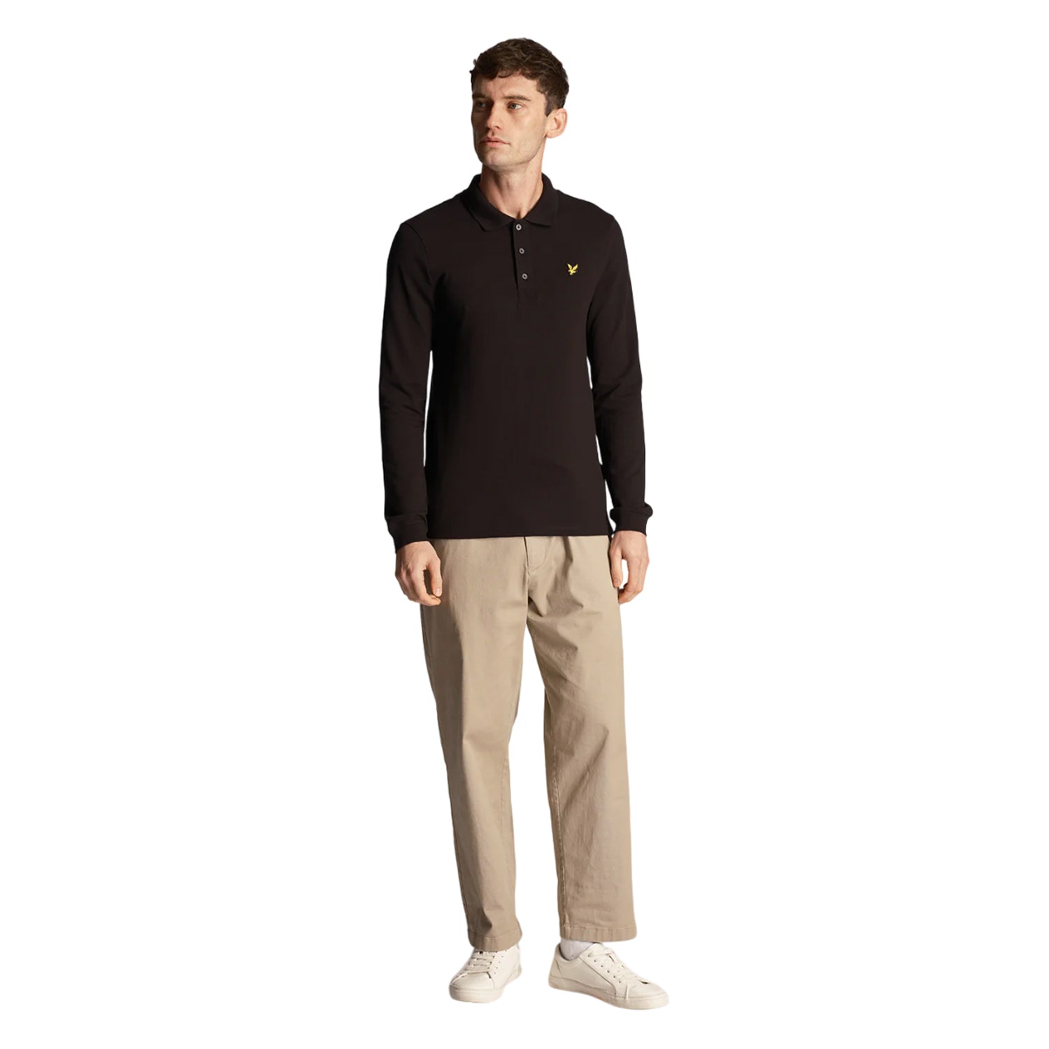 Jet Black - Lifestyle - Lyle & Scott Mens Long-Sleeved Polo Shirt