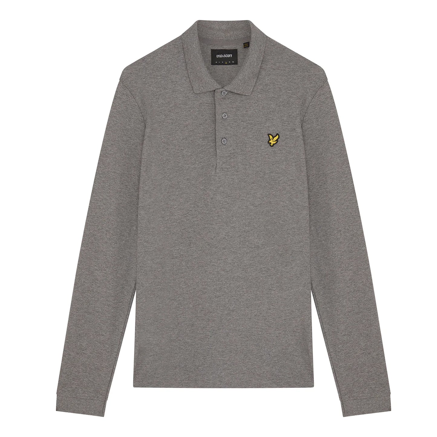 Mid Grey Marl - Front - Lyle & Scott Mens Long-Sleeved Polo Shirt