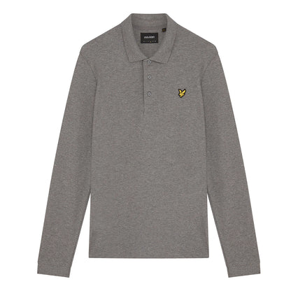 Mid Grey Marl - Front - Lyle & Scott Mens Long-Sleeved Polo Shirt