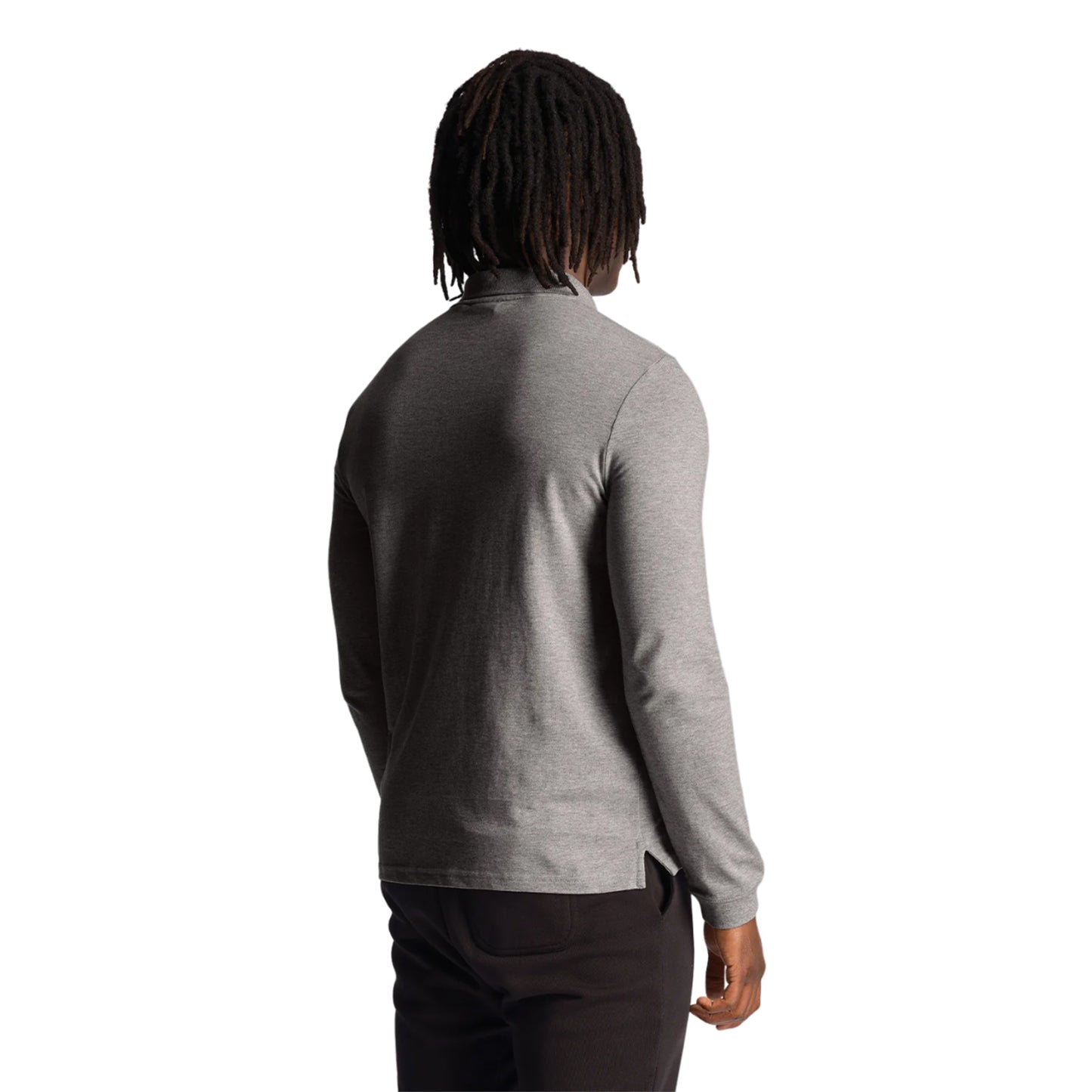 Mid Grey Marl - Back - Lyle & Scott Mens Long-Sleeved Polo Shirt