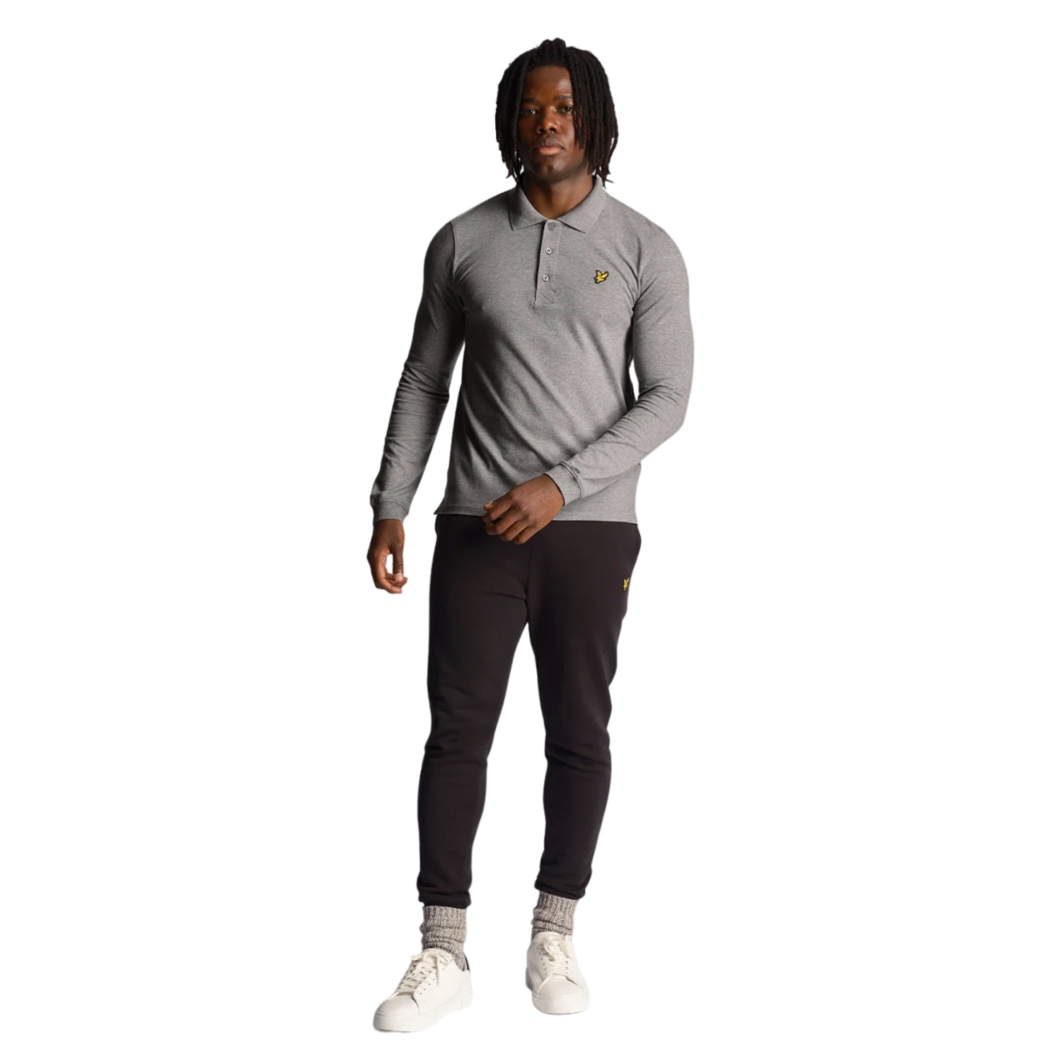 Mid Grey Marl - Lifestyle - Lyle & Scott Mens Long-Sleeved Polo Shirt