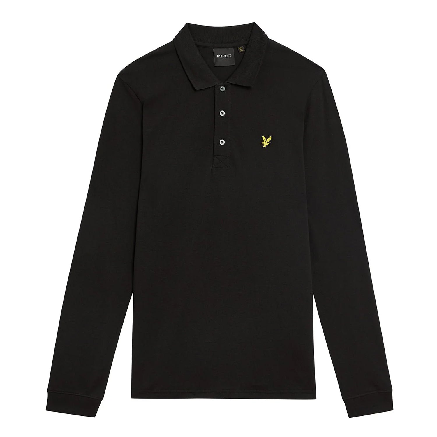 Jet Black - Front - Lyle & Scott Mens Long-Sleeved Polo Shirt