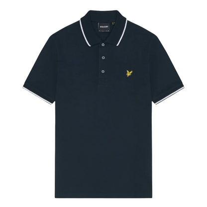 Dark Navy-White - Front - Lyle & Scott Mens Tipped Polo Shirt