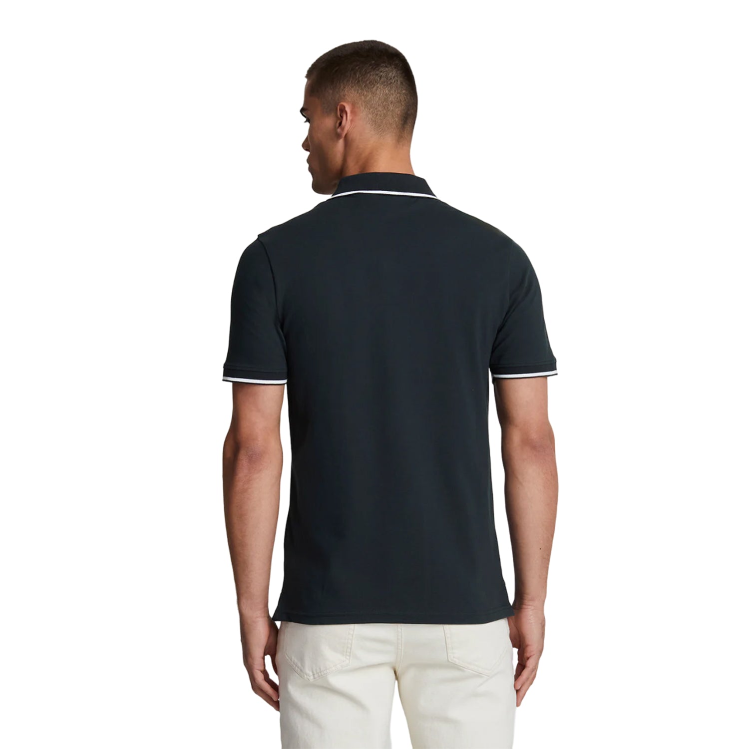 Dark Navy-White - Back - Lyle & Scott Mens Tipped Polo Shirt