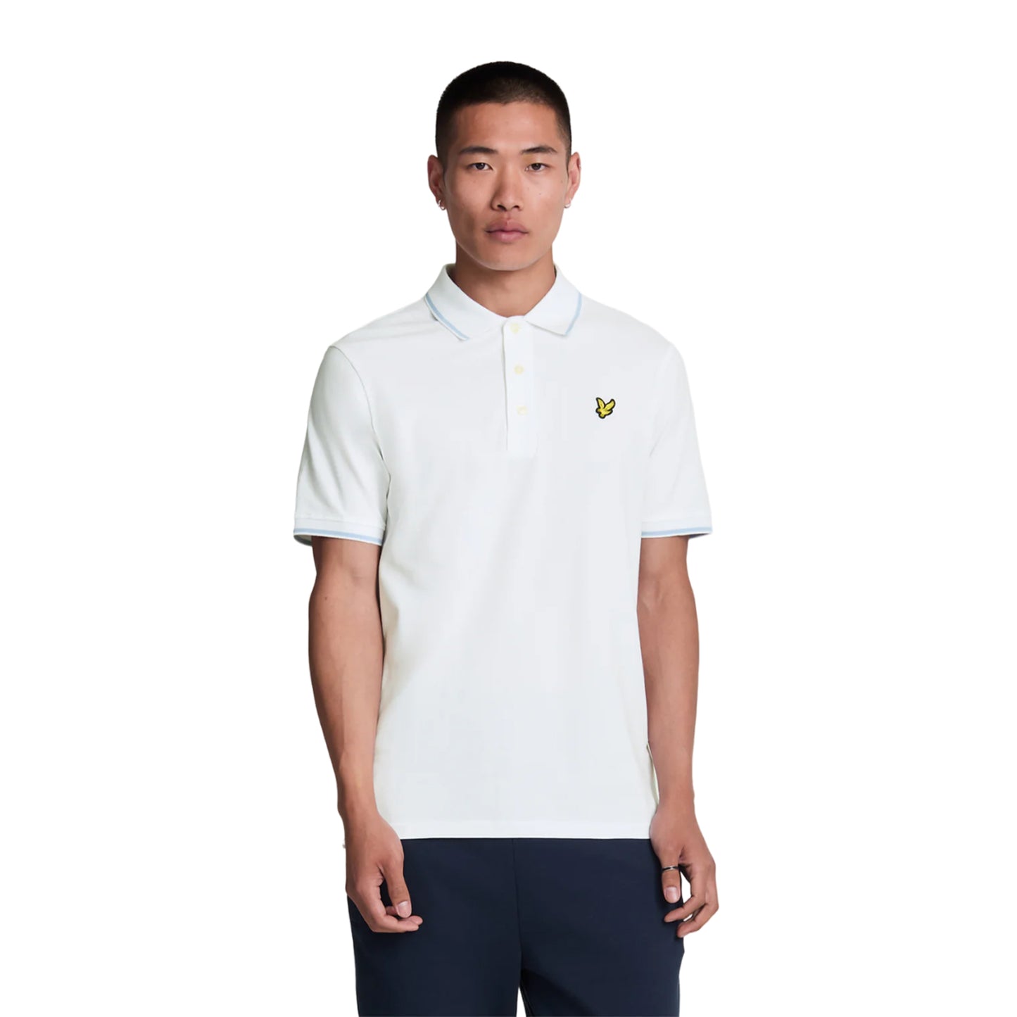 White-Light Blue - Side - Lyle & Scott Mens Tipped Polo Shirt