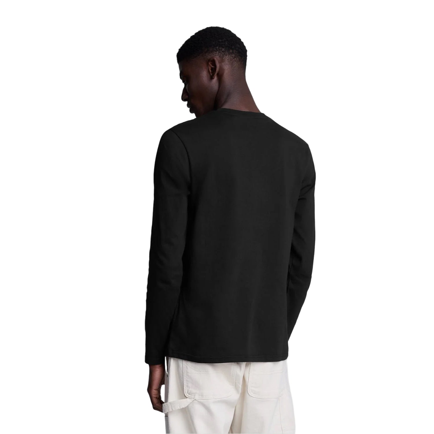 Jet Black - Back - Lyle & Scott Mens Plain Long-Sleeved T-Shirt