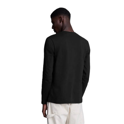 Jet Black - Back - Lyle & Scott Mens Plain Long-Sleeved T-Shirt