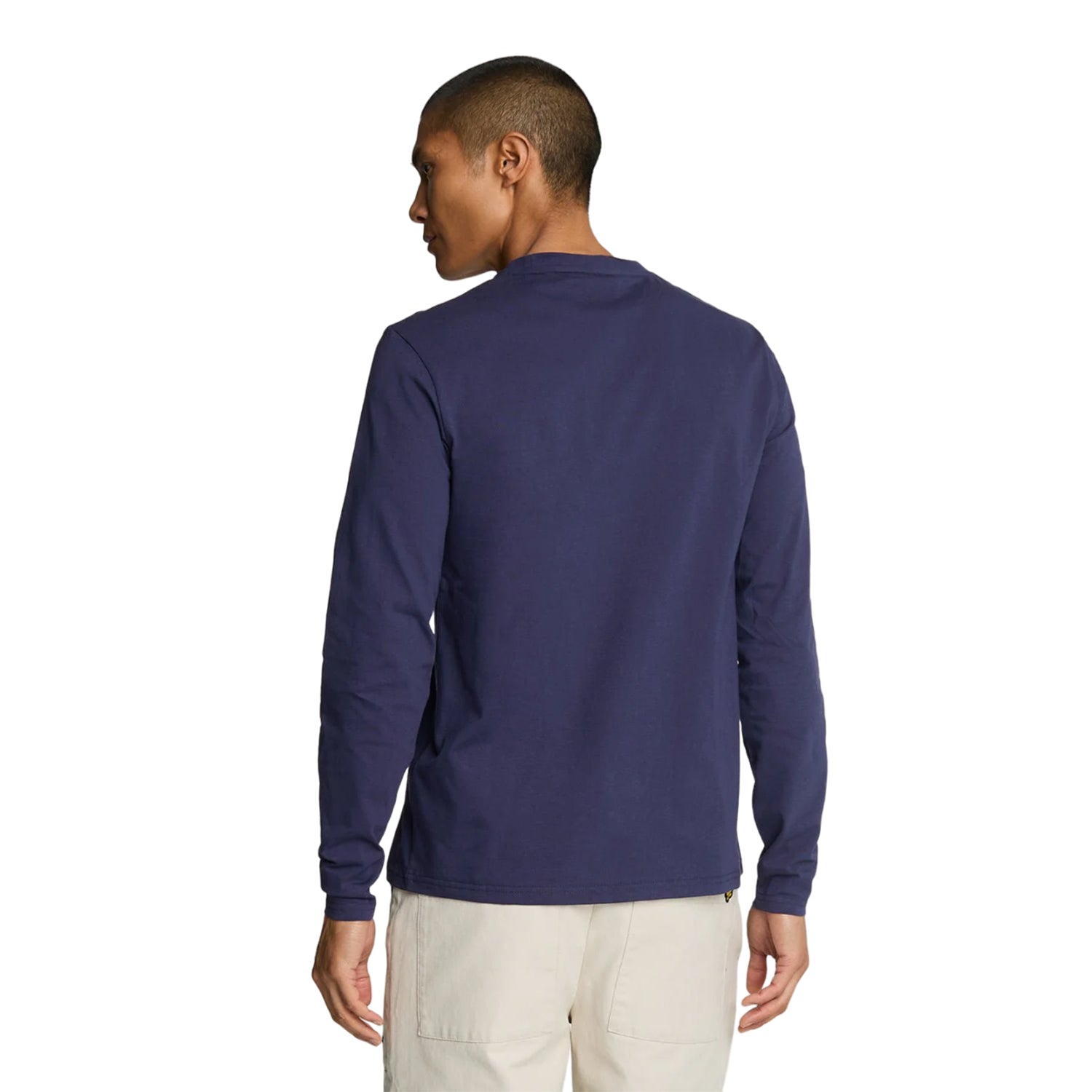Navy - Back - Lyle & Scott Mens Plain Long-Sleeved T-Shirt