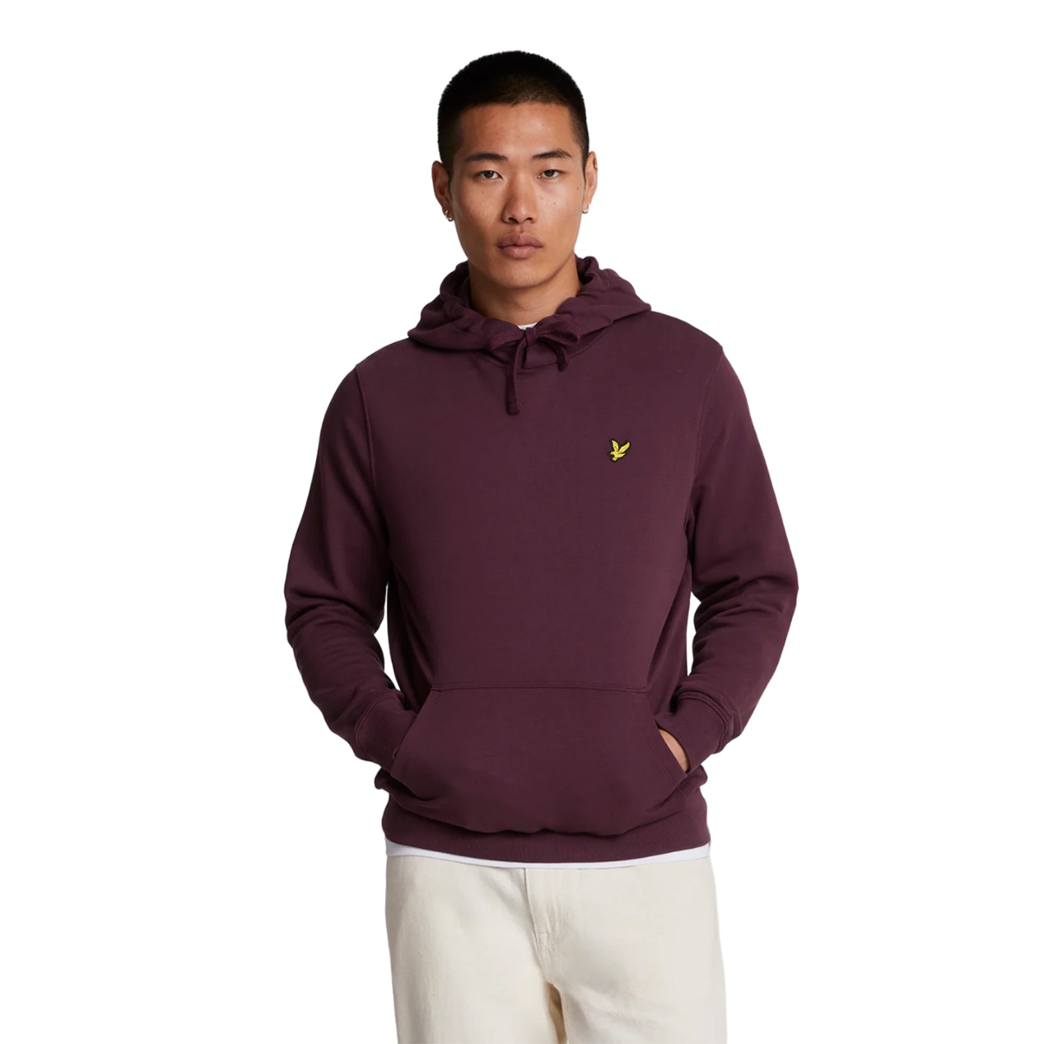 Burgundy - Side - Lyle & Scott Mens Pullover Hoodie