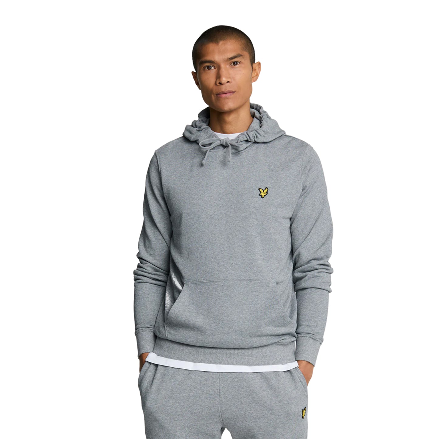 Mid Grey Marl - Side - Lyle & Scott Mens Pullover Hoodie